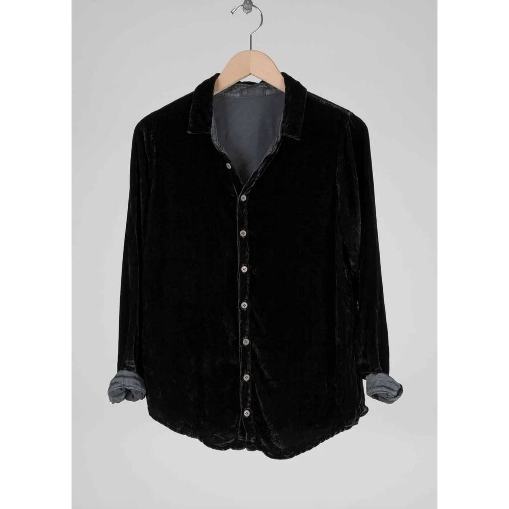 CP Shades Velvet Romy Button Front Top SIlk Blend Black Size Medium